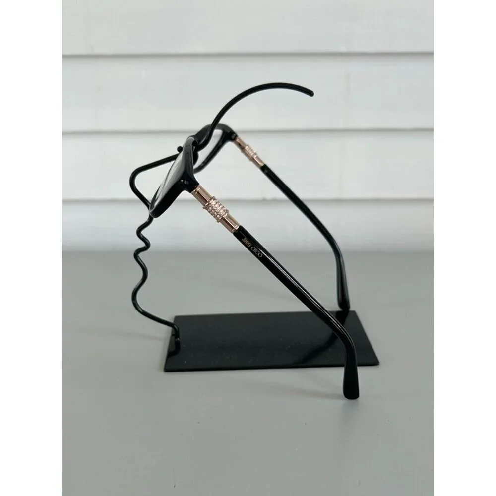 NWB Jimmy Choo Women's Black Gold Crystals Acetate Designer Cat Eye Glasses‎